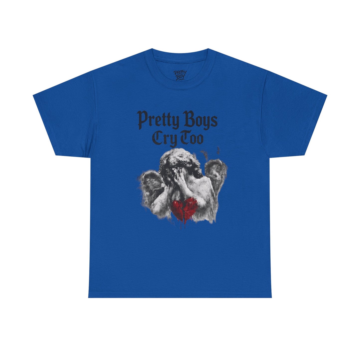 Pretty Boys Cry Too Tee - Gothic Angel Heart Graphic T-Shirt