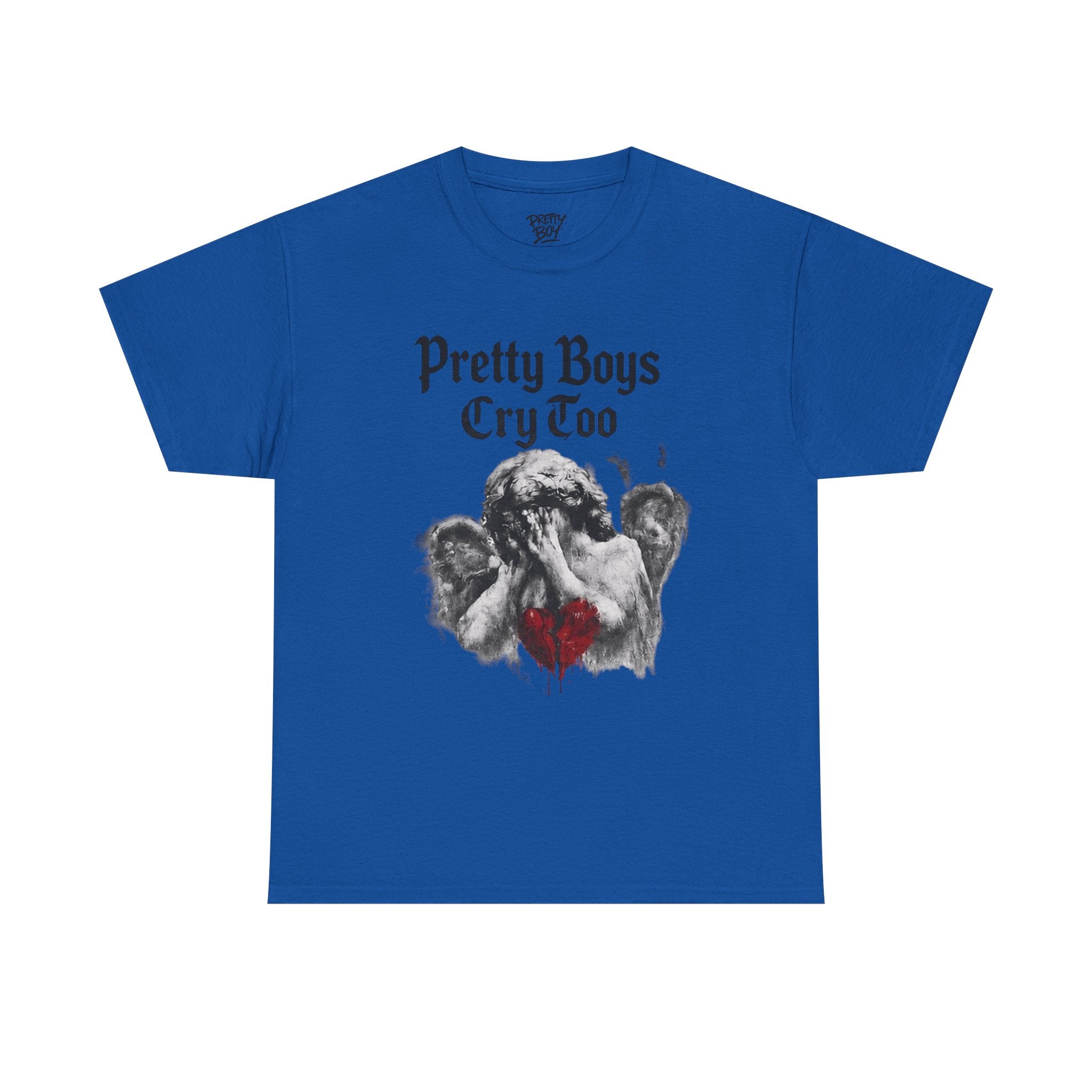 Pretty Boys Cry Too Tee - Gothic Angel Heart Graphic T-Shirt