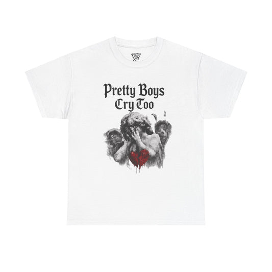 Pretty Boys Cry Too Tee - Gothic Angel Heart Graphic T-Shirt