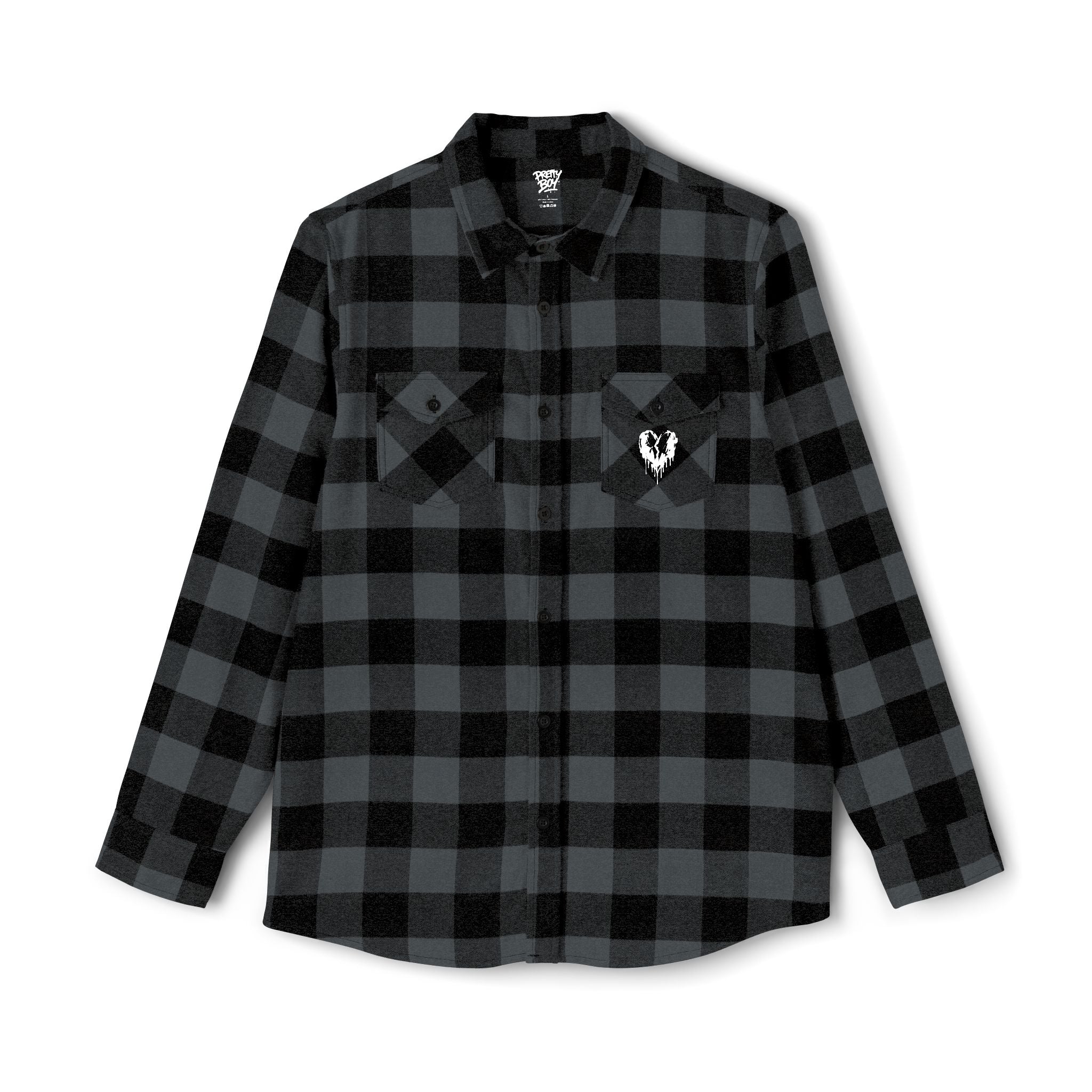 Flannel Shirt — "Walk Alone, Stand Tall" Graphic Plaid Button-Up