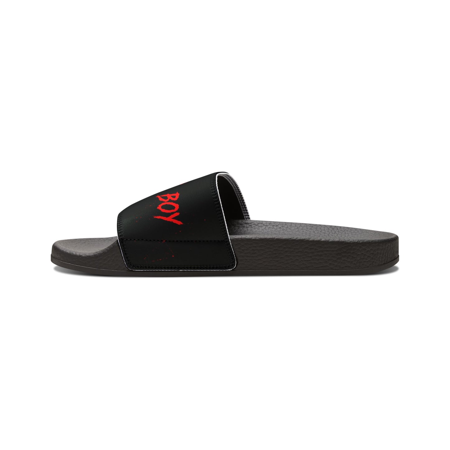 Men's Removable-Strap Slide Sandals — Black Neon Tie-Dye Pool & Beach Slides