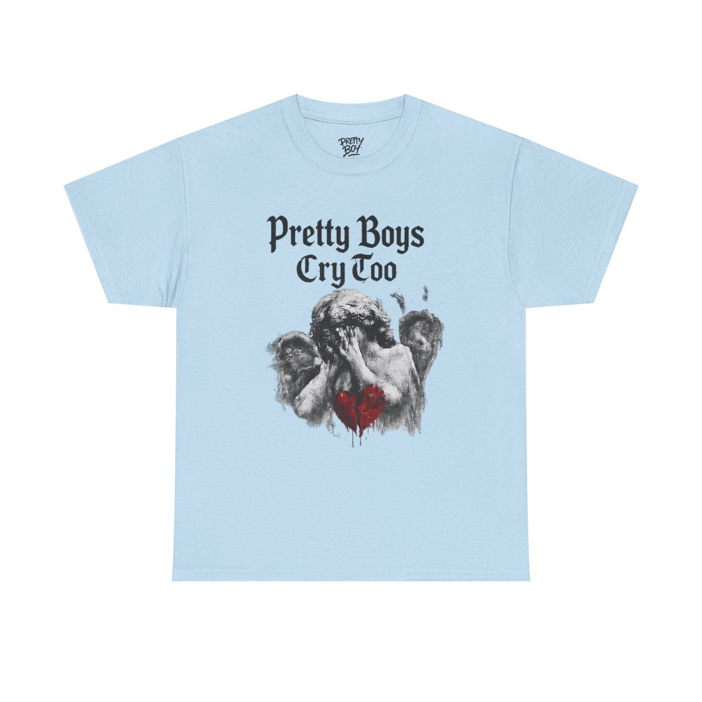 Pretty Boys Cry Too Tee - Gothic Angel Heart Graphic T-Shirt