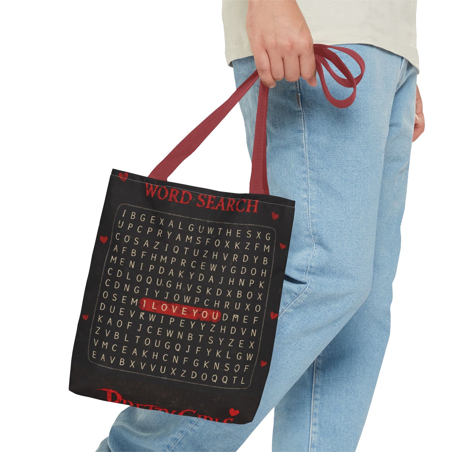 I Love You Word Search Tote Bag — Valentine’s Day Romantic Gift Tote
