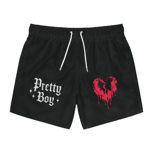 Pretty Boy Swim Trunks — Gothic Dripping Heart Beach Shorts