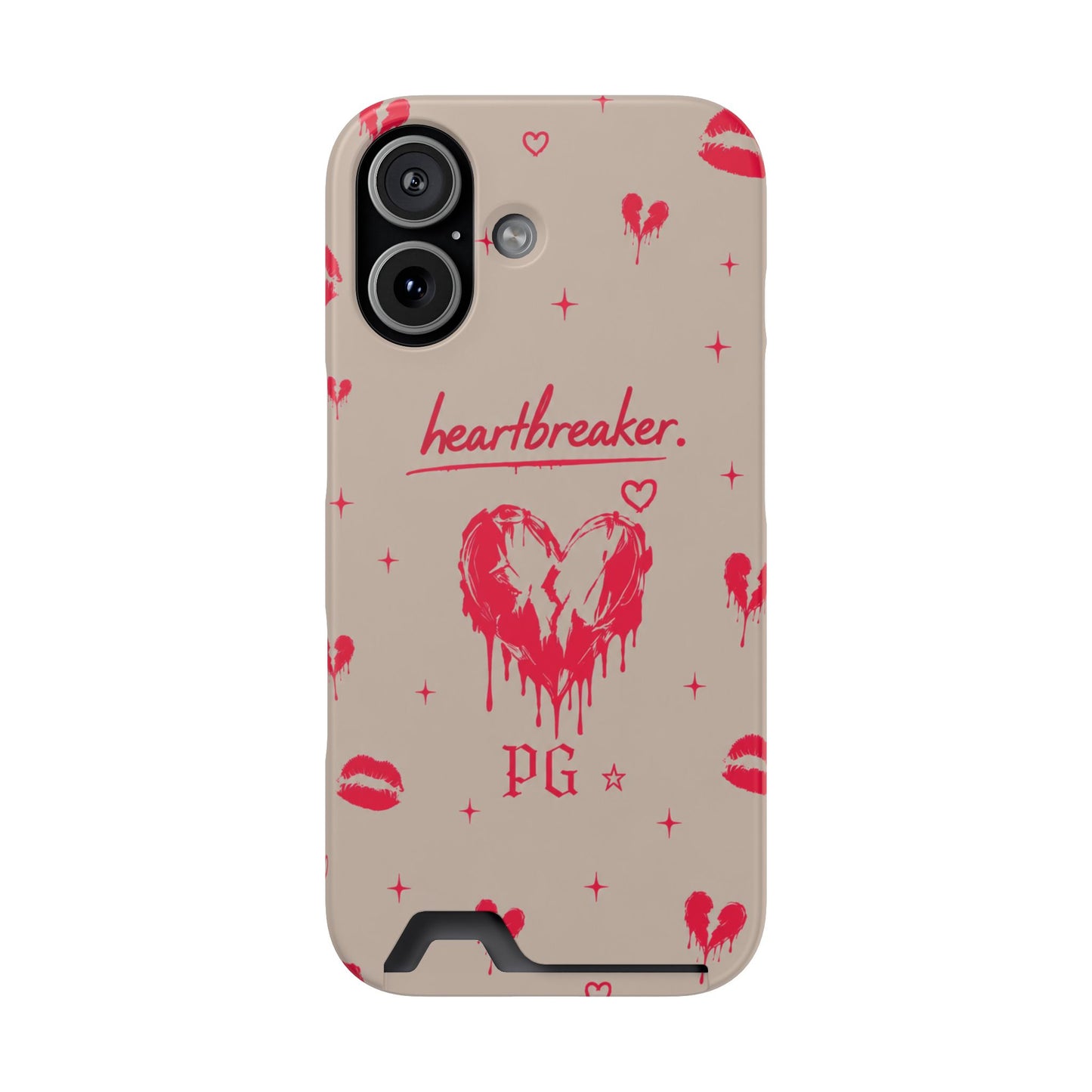 Phone Case with Card Holder — 'headbreaker' Vintage Kiss Pattern Wallet Case