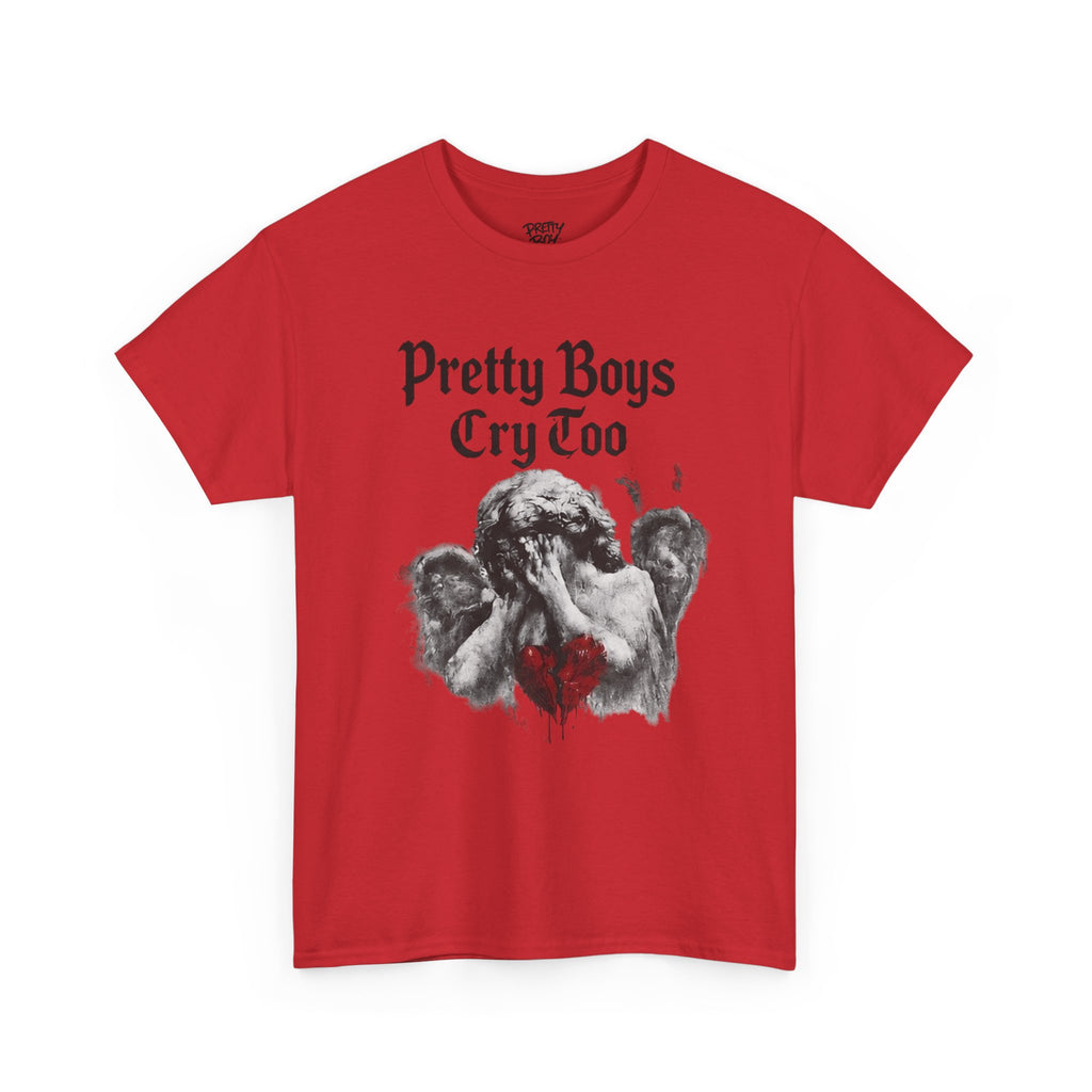 Pretty Boys Cry Too Tee - Gothic Angel Heart Graphic T-Shirt