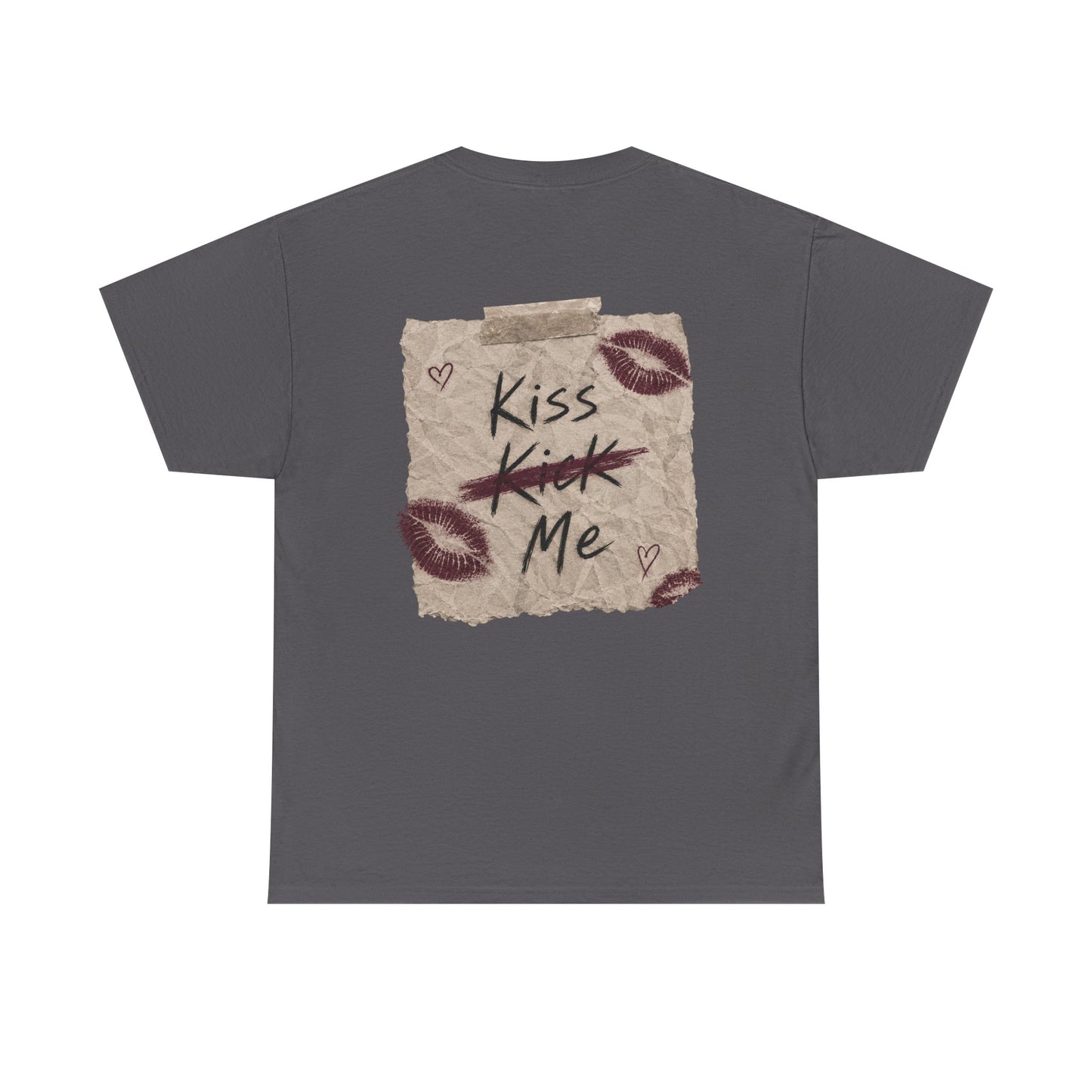 Kiss Me Tee — Romantic Lip Print Graphic T-Shirt