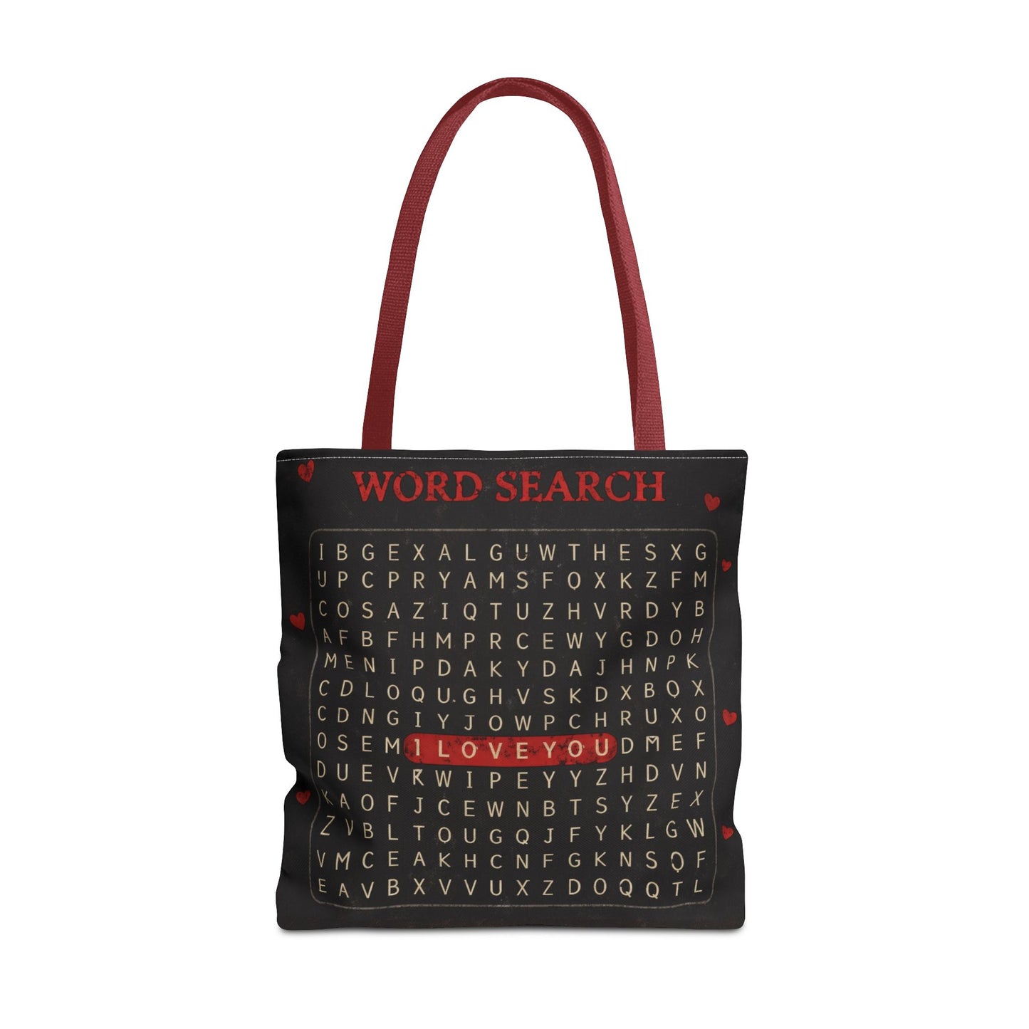 I Love You Word Search Tote Bag — Valentine’s Day Romantic Gift Tote