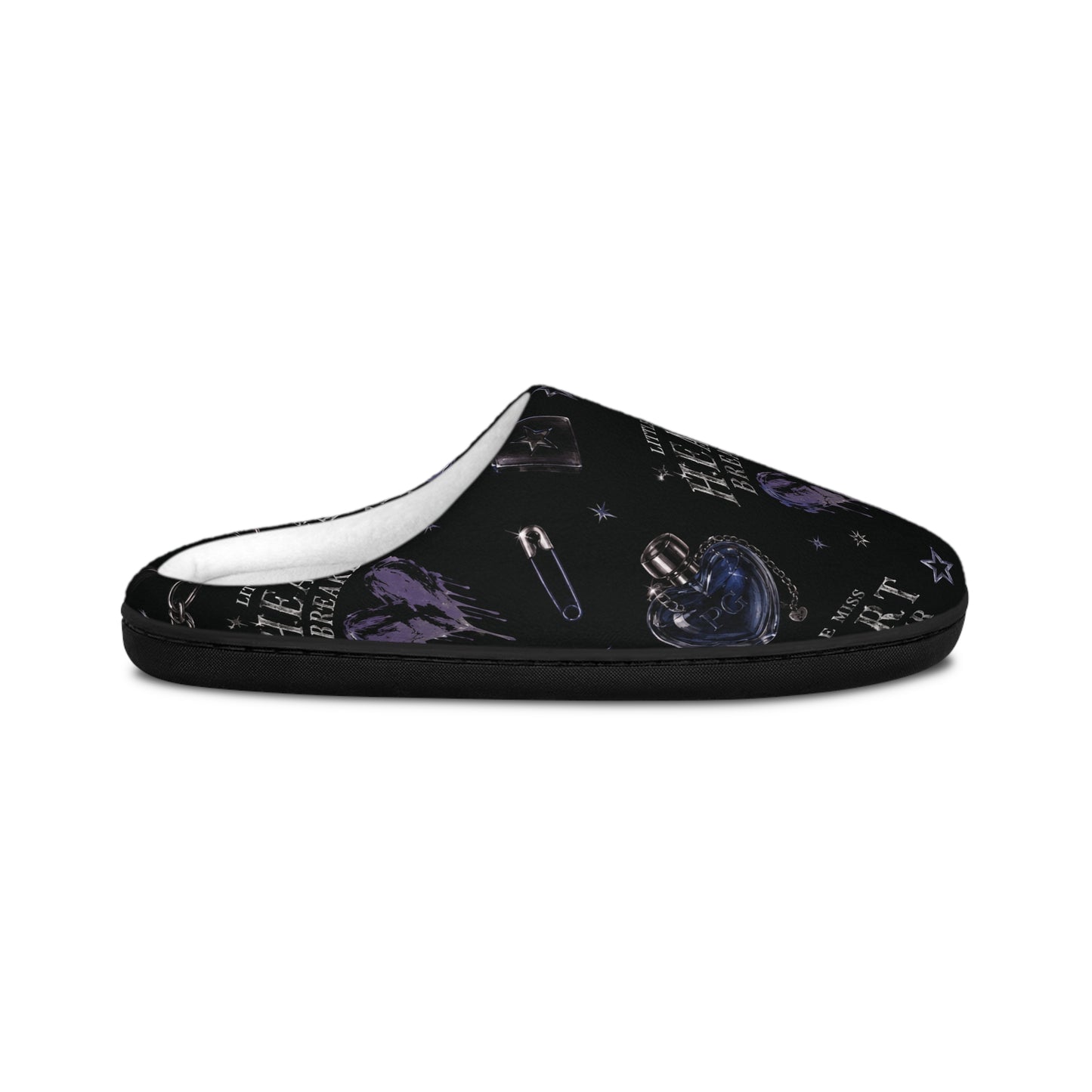 Men's Indoor Slippers — Purple Heartbeat Pattern Cozy House Slippers