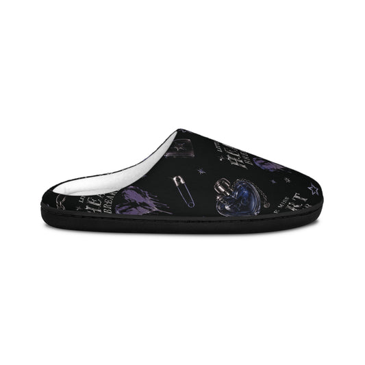 Men's Indoor Slippers — Purple Heartbeat Pattern Cozy House Slippers