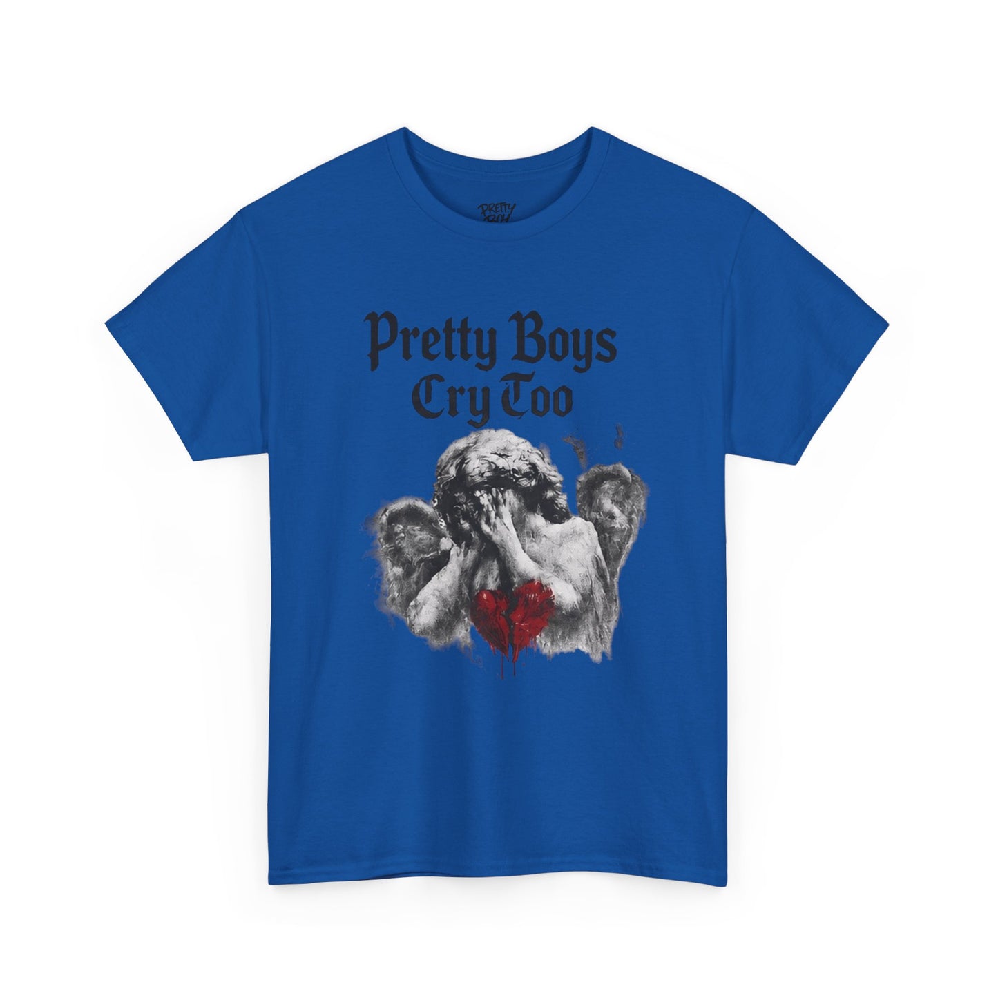 Pretty Boys Cry Too Tee - Gothic Angel Heart Graphic T-Shirt