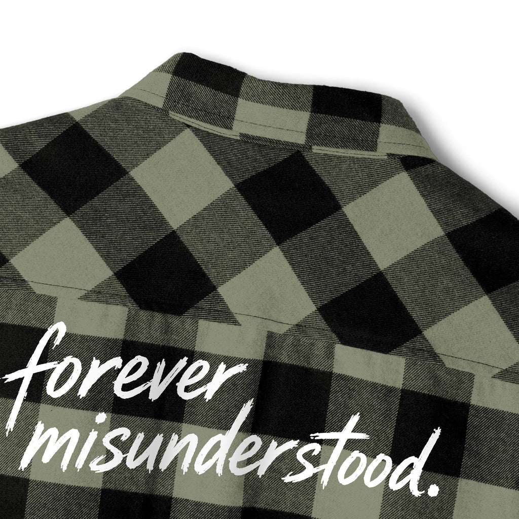 Flannel Shirt — "Walk Alone, Stand Tall" Graphic Plaid Button-Up