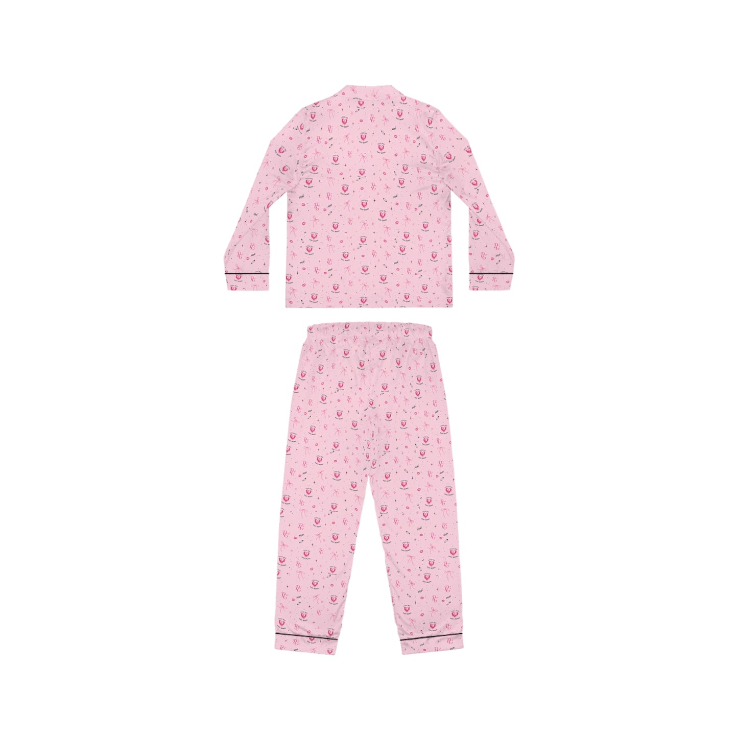 Pink Satin Women's Pajama Set — Cute Floral All-Over Print Sleepwear