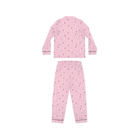 Pink Satin Women's Pajama Set — Cute Floral All-Over Print Sleepwear