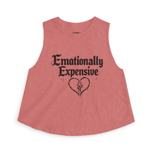 Emotionally Expensive Crop Top — Women's Graphic Tank with Broken Heart