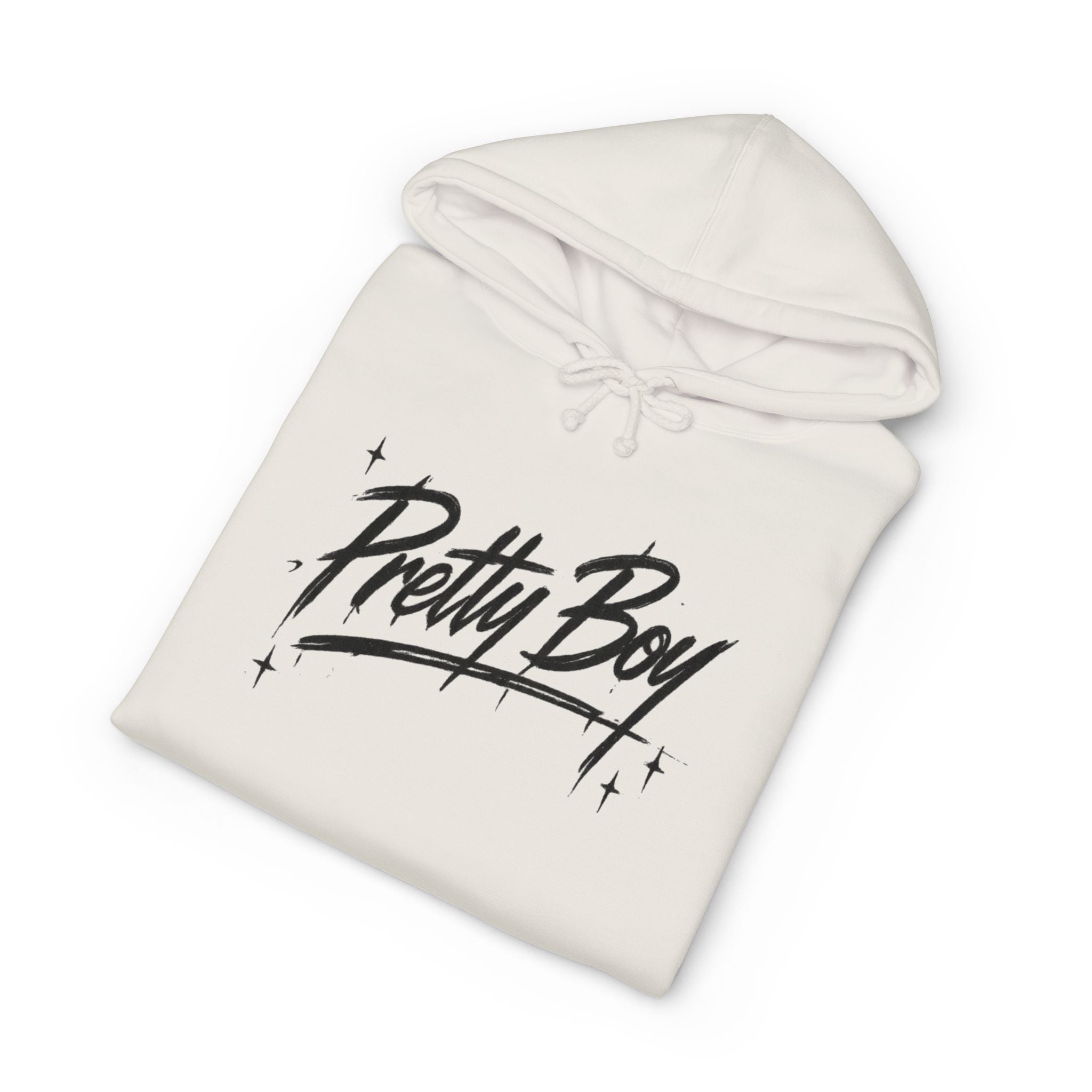 Pretty Boy Hoodie — Retro Script Sparkle Graphic Hooded Sweatshirt