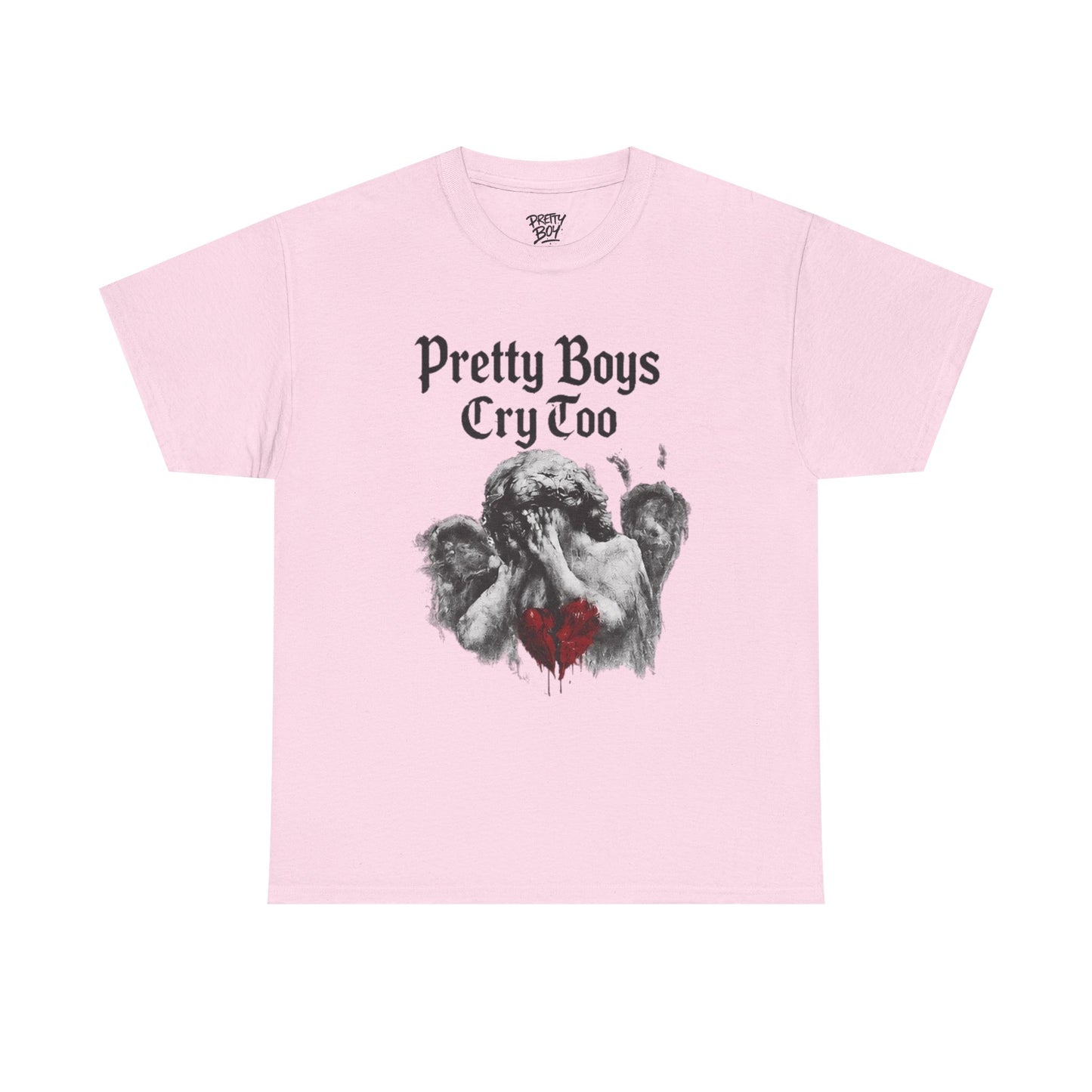 Pretty Boys Cry Too Tee - Gothic Angel Heart Graphic T-Shirt
