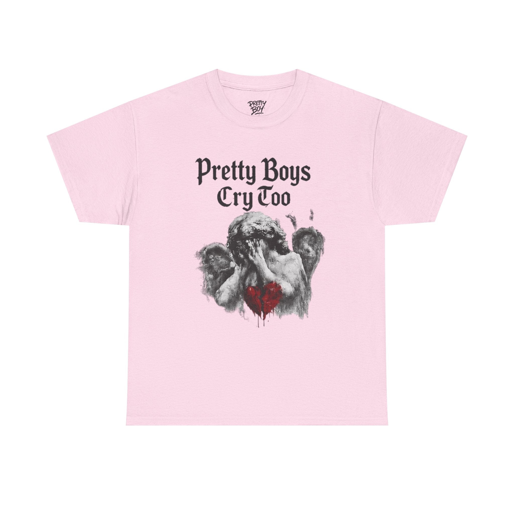 Pretty Boys Cry Too Tee - Gothic Angel Heart Graphic T-Shirt