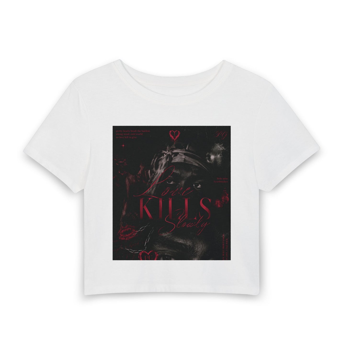 Women's Baby Tee — Gothic Heart Graphic Crop Top (Kills Design)