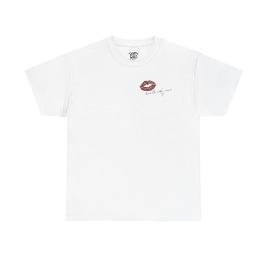 Kiss Me Tee — Romantic Lip Print Graphic T-Shirt