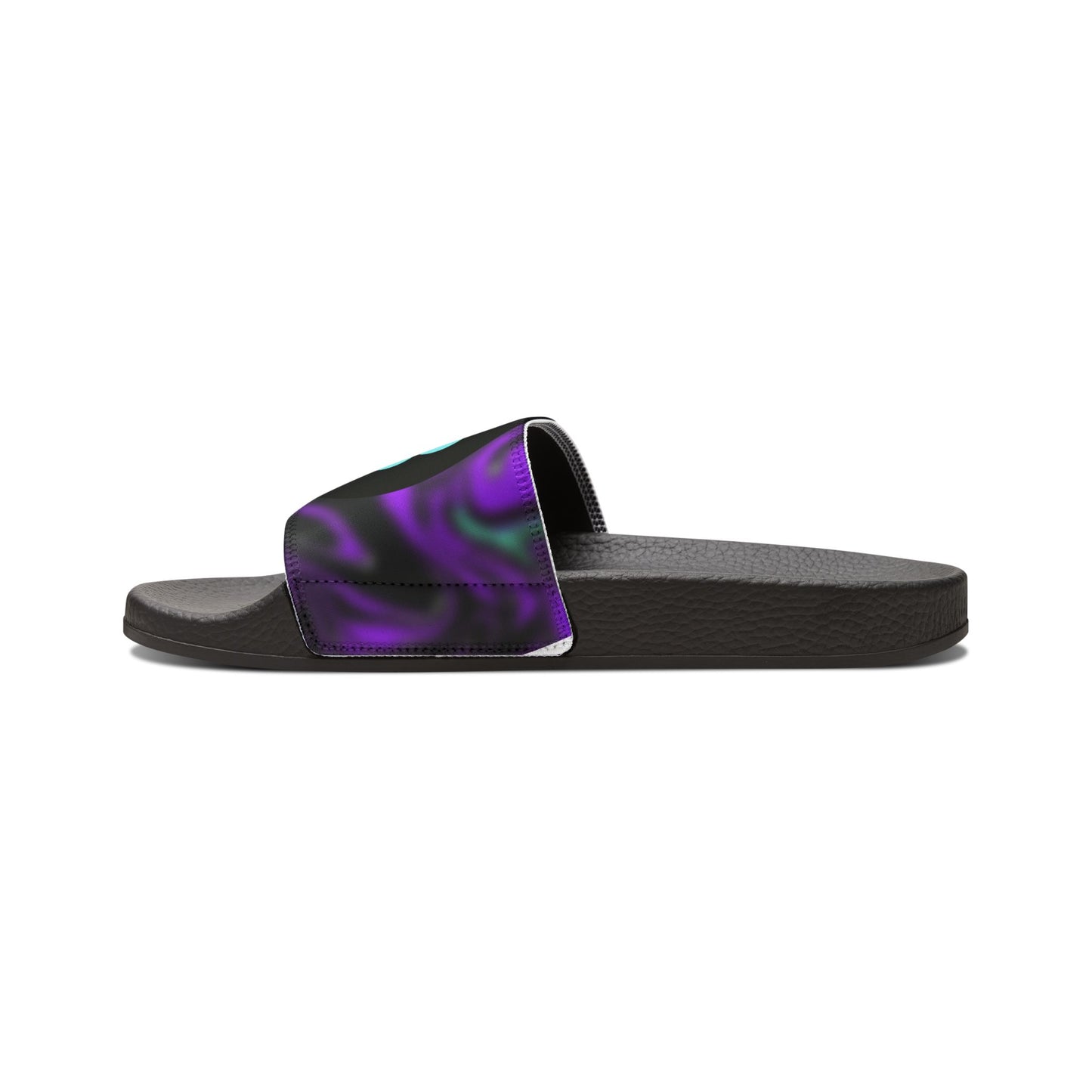 Men's Removable-Strap Slide Sandals — Black Neon Tie-Dye Pool & Beach Slides