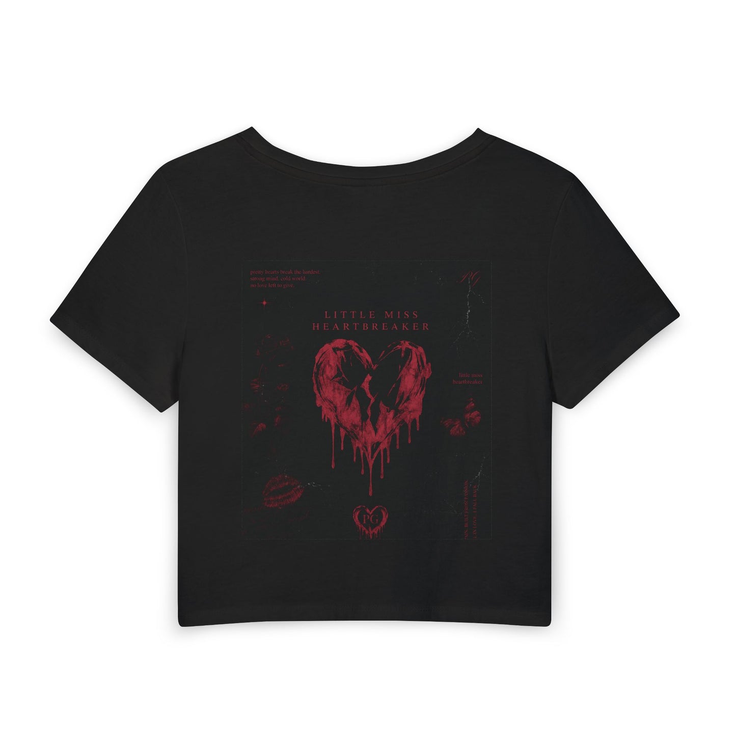 Women's Baby Tee — Gothic Heart Graphic Crop Top (Kills Design)