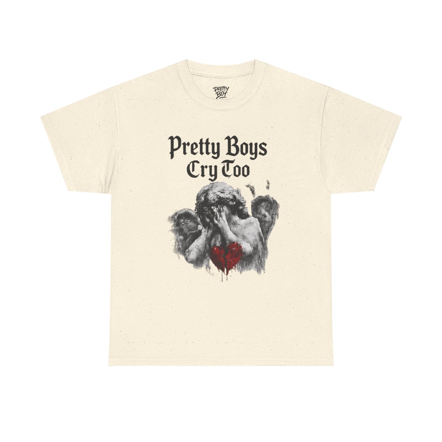 Pretty Boys Cry Too Tee - Gothic Angel Heart Graphic T-Shirt