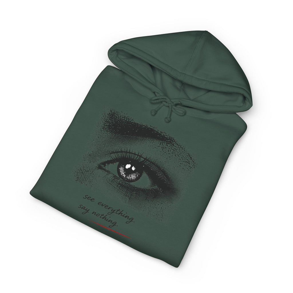 Eye Graphic Hoodie with 'You Everything, Say Nothing' Text — Minimalist White Pullover
