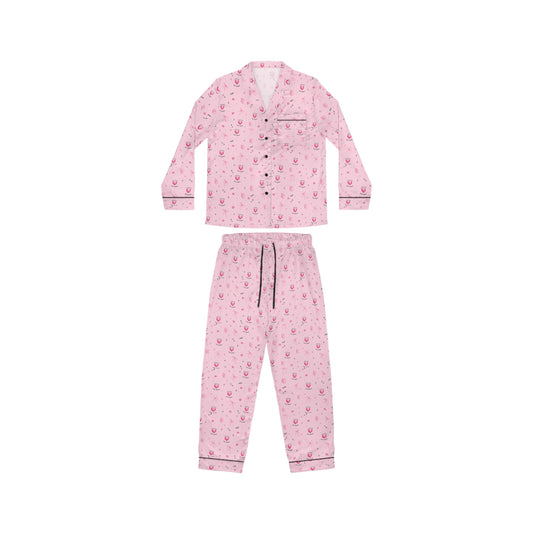 Pink Satin Women's Pajama Set — Cute Floral All-Over Print Sleepwear