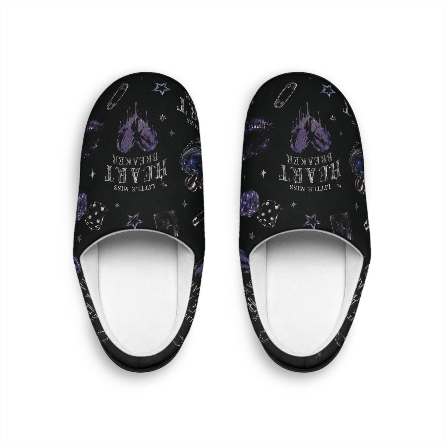 Men's Indoor Slippers — Purple Heartbeat Pattern Cozy House Slippers