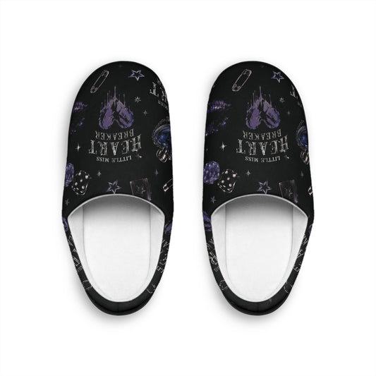 Men's Indoor Slippers — Purple Heartbeat Pattern Cozy House Slippers