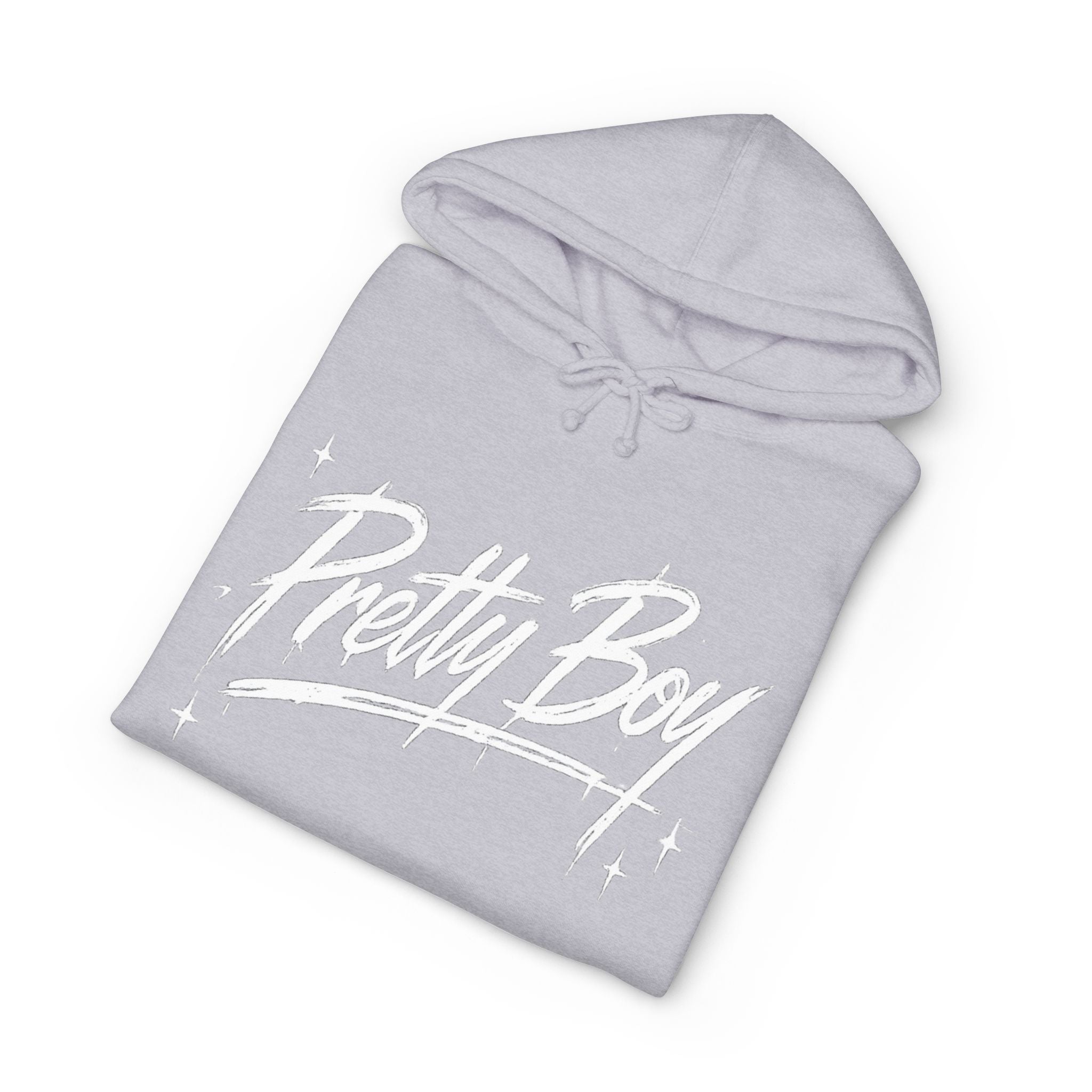 Pretty Boy Hoodie — Retro Script Sparkle Graphic Hooded Sweatshirt