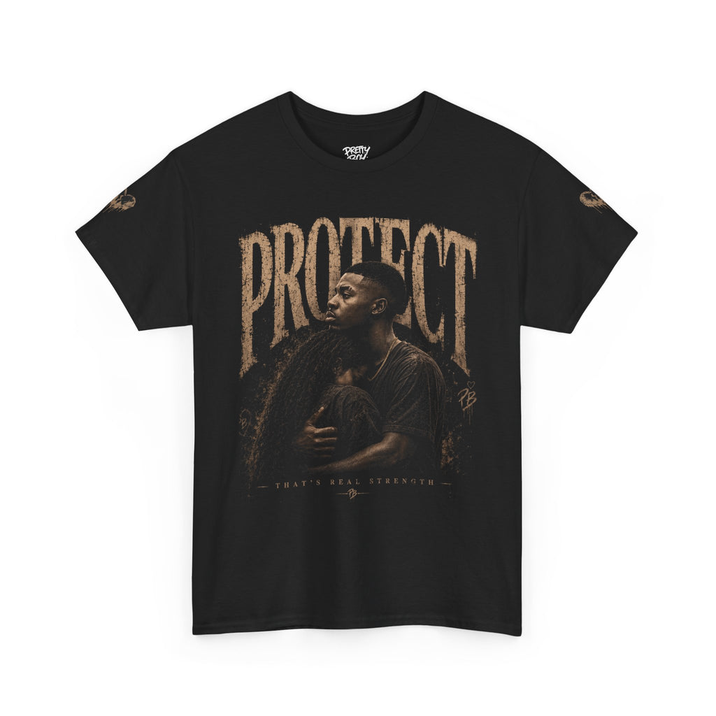 Protect man and woman Illustration Tee — Vintage Guardian Graphic T-Shirt