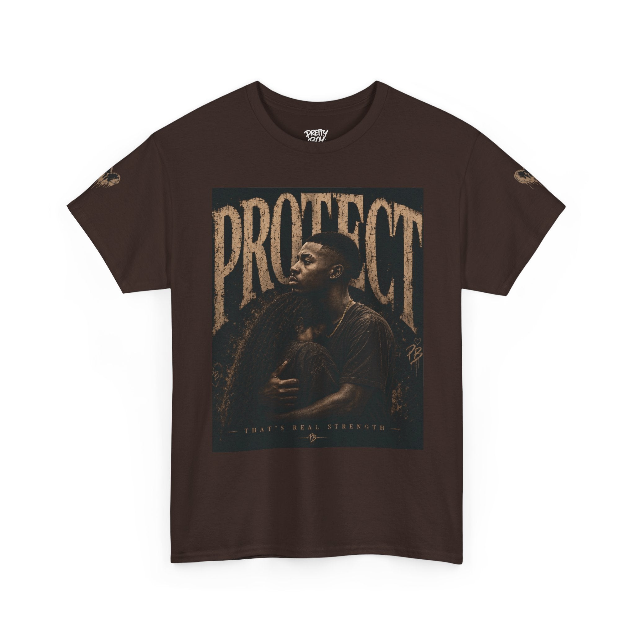 Protect man and woman Illustration Tee — Vintage Guardian Graphic T-Shirt