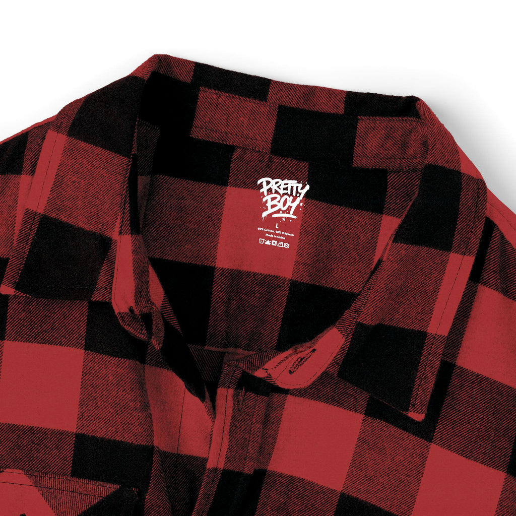 Flannel Shirt — "Walk Alone, Stand Tall" Graphic Plaid Button-Up