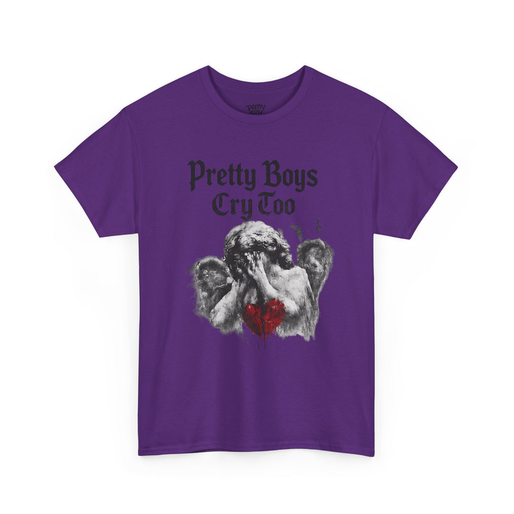 Pretty Boys Cry Too Tee - Gothic Angel Heart Graphic T-Shirt