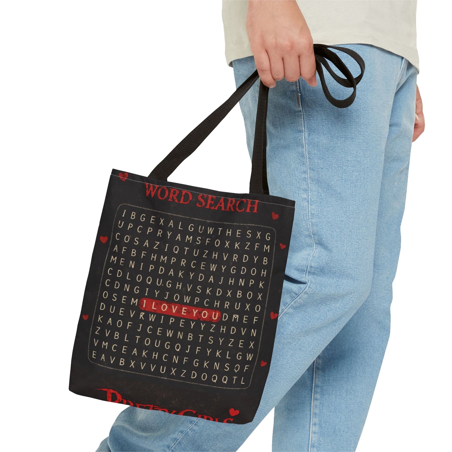 I Love You Word Search Tote Bag — Valentine’s Day Romantic Gift Tote