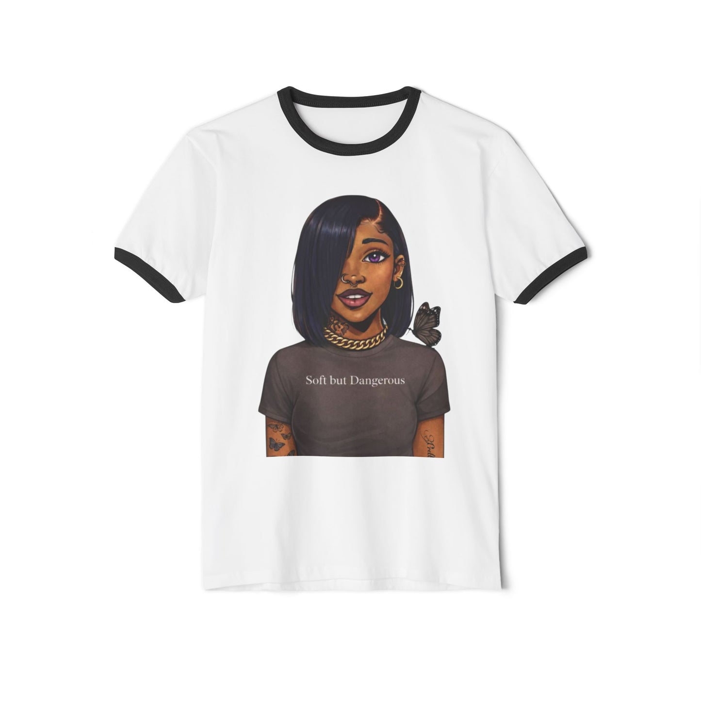 Pretty Girls Ringer T-Shirt — "Soft but Dangerous" Graphic Tee