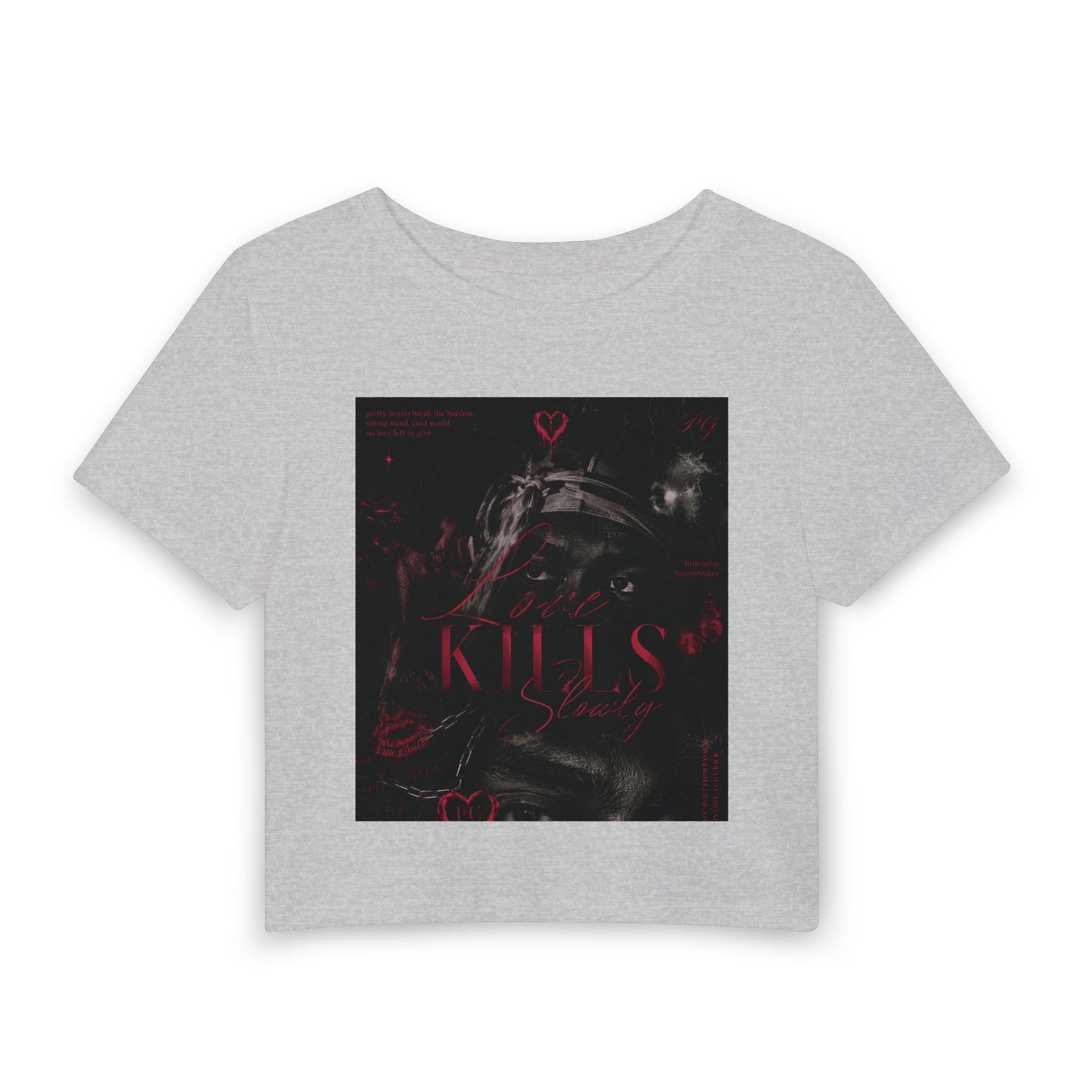 Women's Baby Tee — Gothic Heart Graphic Crop Top (Kills Design)