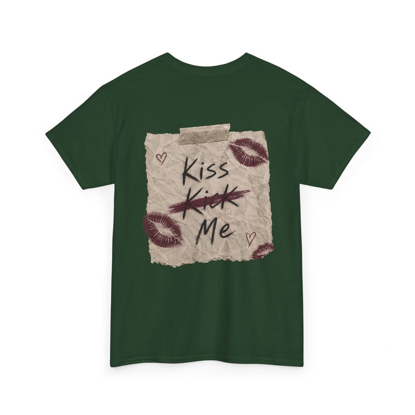Kiss Me Tee — Romantic Lip Print Graphic T-Shirt