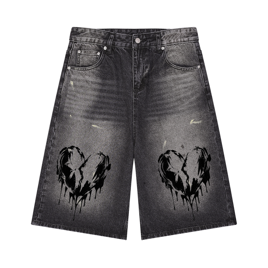 Men’s Vintage Wash Wide Leg Denim Shorts